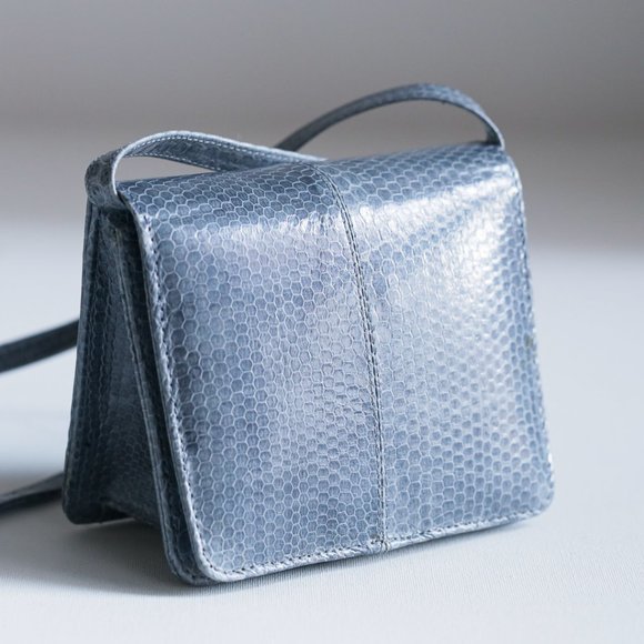 Unbranded | Vintage Handbags - Vintage Tiny Mini Grey Snakeskin Accordion Purse